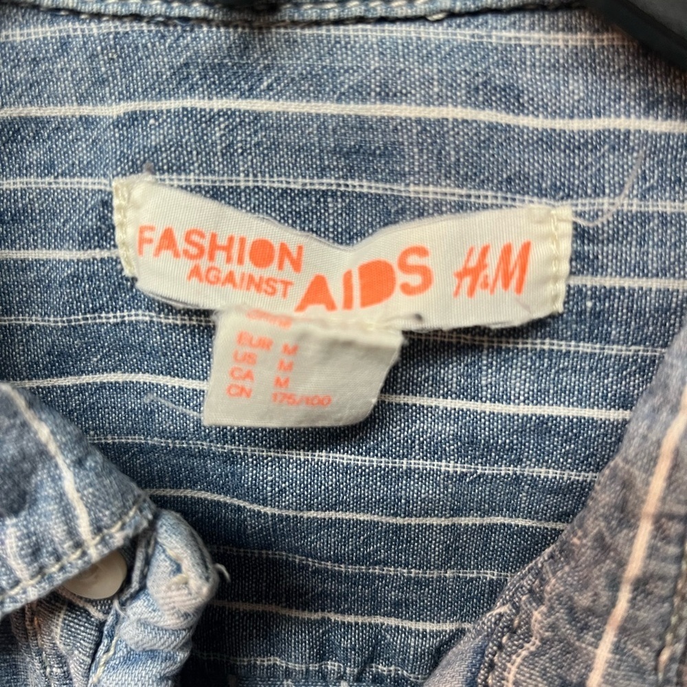 H&M Blue and White Striped Shirt. Medium - Picture 2 of 5